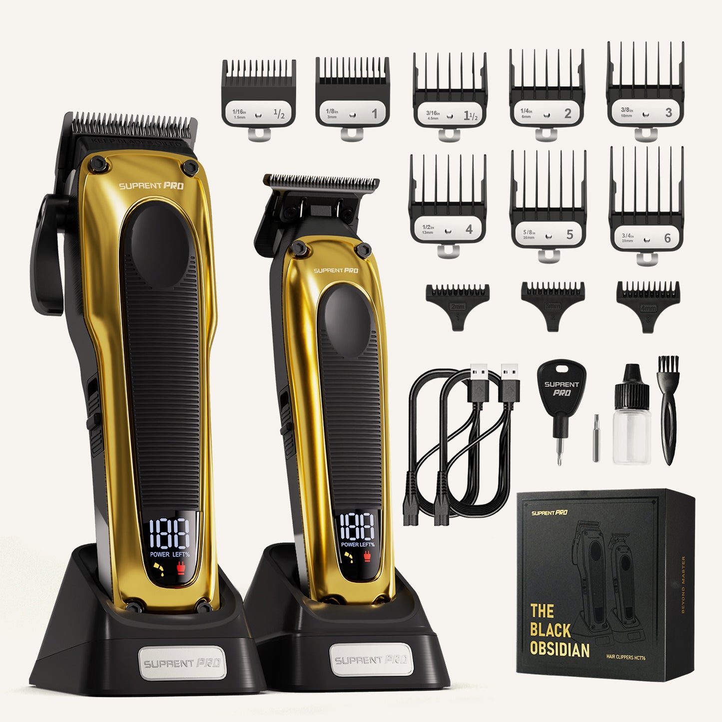 The Black Obsidian Professional Clipper and Trimmer Set - HC776GX