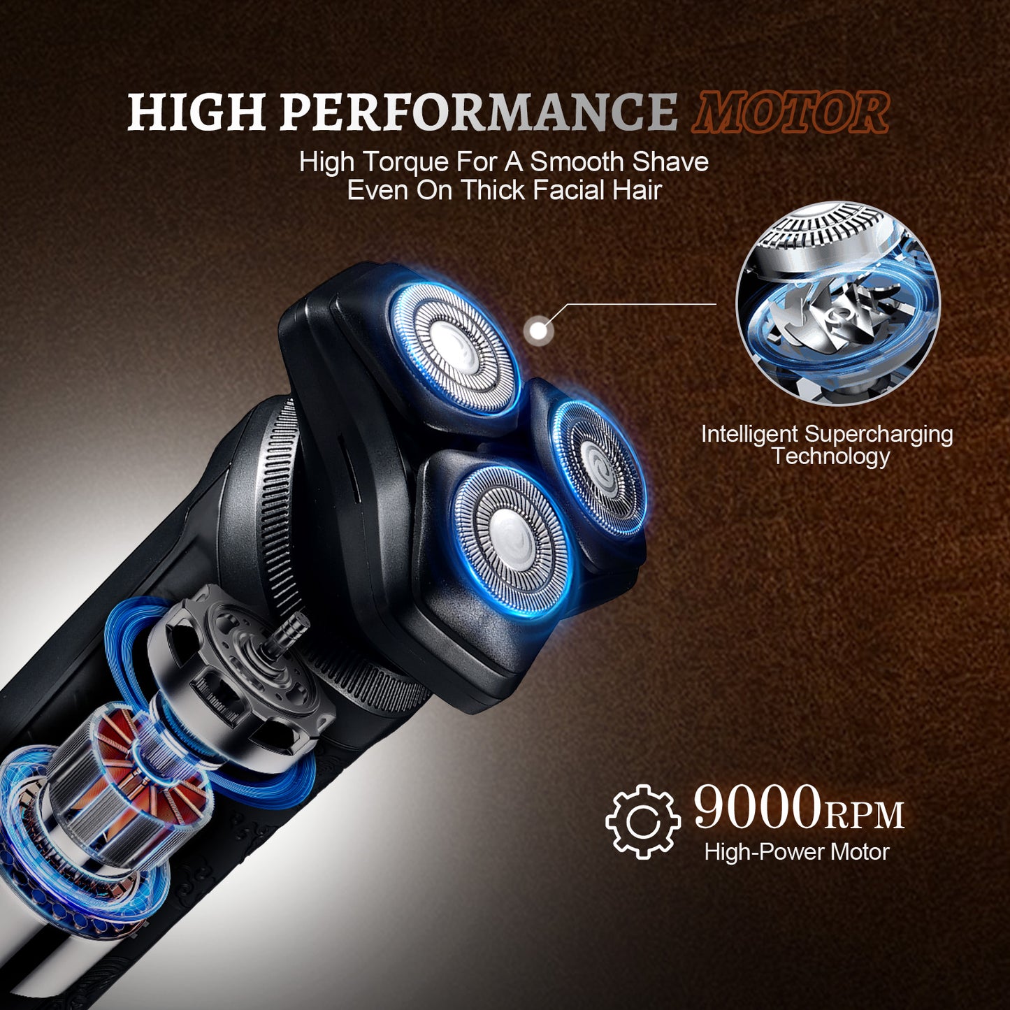 MENSURE Men's Shaver Series Cordless Electric Shaver for Beard & Mustache, Black