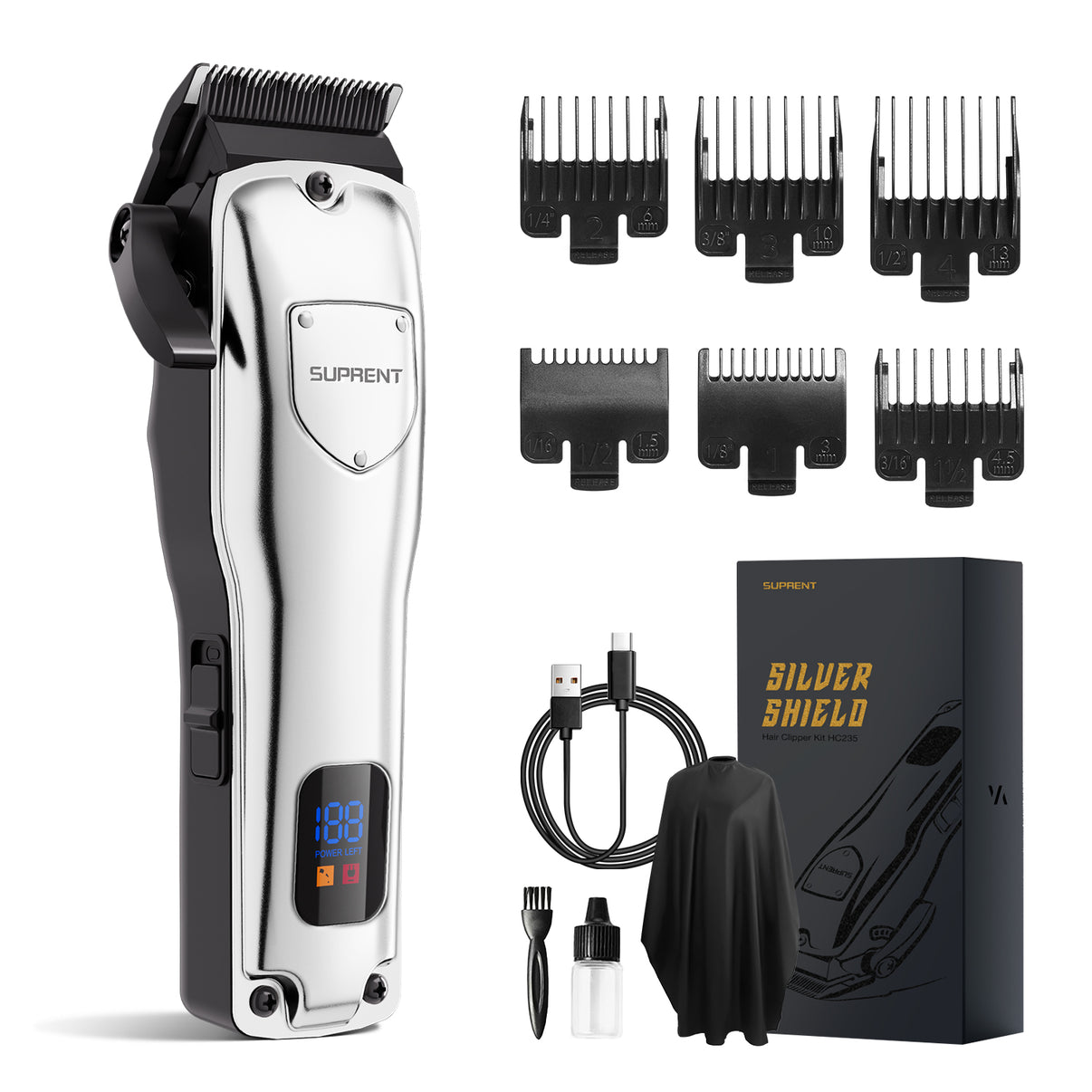 SUPRENT Cordless Hair Clippers for Men Professional Hair Cutting Trimm ...
