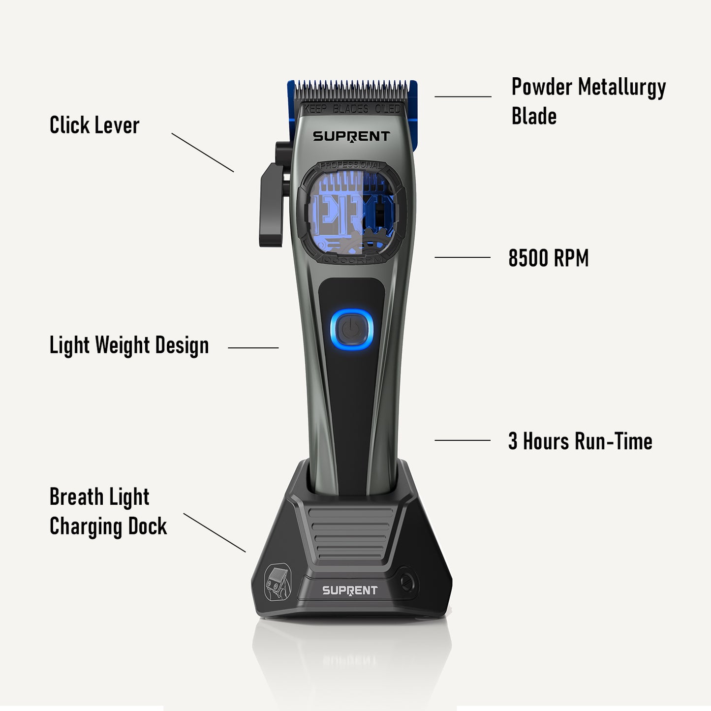 The Storm Gray Professional Clipper and Trimmer Set - HC586TX