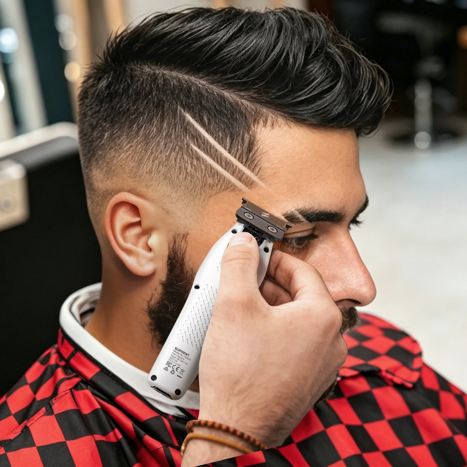 Barber Styling Hair with SUPRENT FANGS Assassin Edition Clipper Trimmer Combo